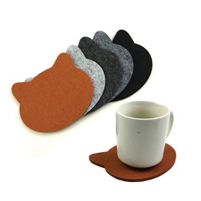 China Cat Pattern Wool Felt Tea Wine Glass Eco-Friendly Felt Coaster Sustainable High Quality for sale