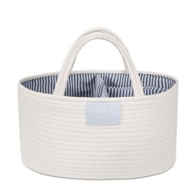 China Multi-Function Baby Girl Diaper Storage Bin Organizer Nursery Diaper Tote Bag Portable Car Travel Baby Diaper Trolley Organizer Cotton Rope Purpose for sale