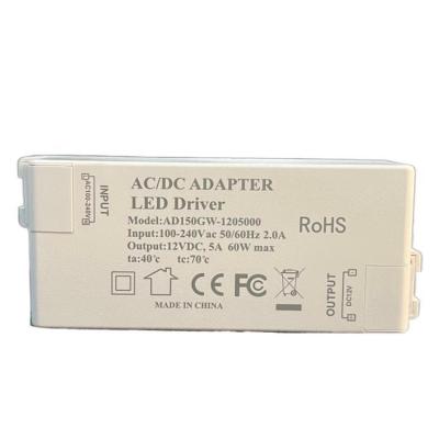 China Factory Sale 12v 5a 60w Dimmable Led Driver Dc Output Power Supply For Led Strip 155*54*22MM for sale