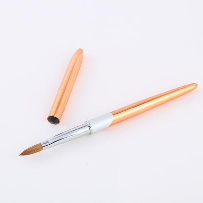 China Custom Nail Art Beauty Salon High Quality Logo Rose Gold Copper Parts Germany Nail Brush Acrylic Nail Art Brush Kolinsky 100% Pure Hair for sale