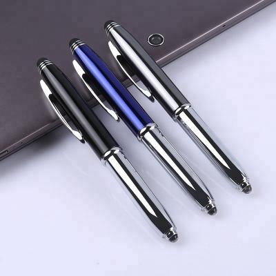 China Luxury Led Ballpoint Pen Asia Custom Pens With Logo Stylus Metal Touch Trackball Pen With Light for sale