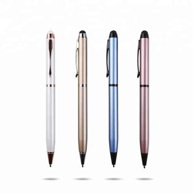 China Promotion Wholesale Hot Sale Advertising Writing Gold Metal Slim Aluminum Ball Pen With Stylus for sale