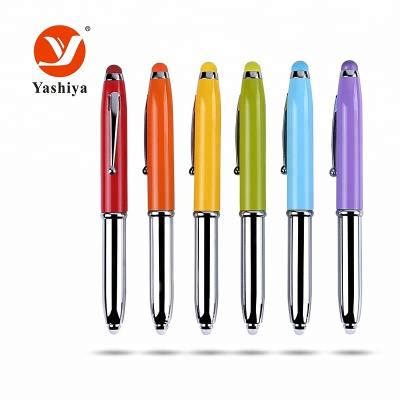 China Promotional Pen Custom Logo Promotional Metal Led Light Ballpoint Pen With Stylus for sale