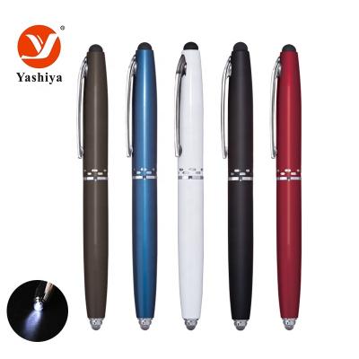 China Promotional Pen Aluminum Ningbo stationery stylus light stylus pen with LED light and ballpen with custom logo for sale