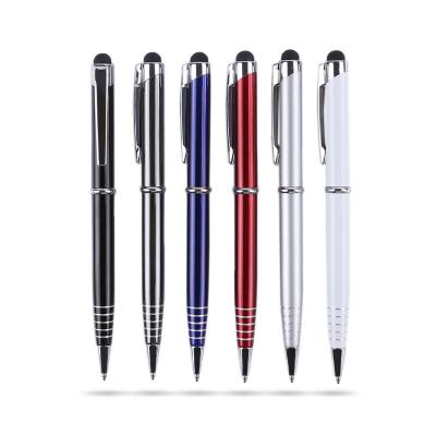 China Promotional Action Pen Twist Custom Logo Ballpoint Pen Metal Foil With Touch Stylus for sale