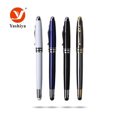 China Promotional Pen Aluminum Sign Smooth Rollerball Writing Pen For Gift Gold Coins With Touch Stylus for sale