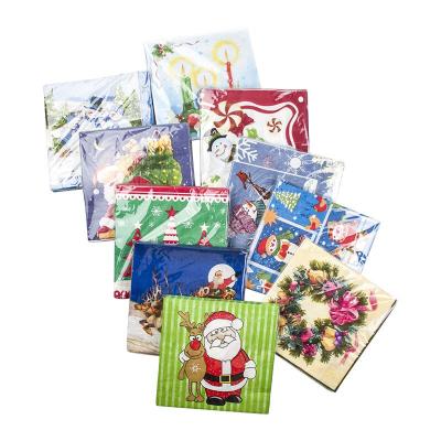 China 25*25CM Printed Napkins 2Ply Paper Printed Christmas Tree Paper Napkin for sale