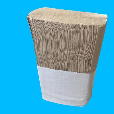 China Recycled Pulp 100% Recycled Kraft Material Unbleached Interfold Towel Brown Hand Draw Paper for sale