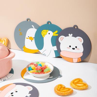 China Stocked Bottom Cup Mat For Coffee Cup Bowl PVC Coaster Round Soft Washable Cartoon Anti Slip In Bar Kitchen Customizable Logo for sale