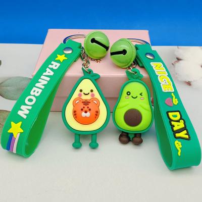 China All Need Welcomed Eco-Friendly Rubber PVC Fruits Key Chain 3D Cute Avocado Keychains Bag Car Pendants Kawaii llavero for sale