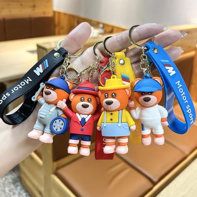 China All Custom Factory Wholesale 2D Silicone Keychains Factory Promotional Gift Soft Rubber Cartoon 3D Bear PVC Silicone Keychains Chains Welcomed OEM ODM Waterproof for sale