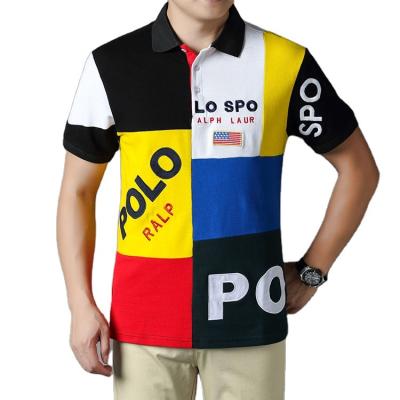 China Custom OEM Camisa Wholesale Anti-Wrinkle Sleeved Shorts Plus Size Golf Sport 100% Cotton Embroidered T-Shirts Splice Color Mens Polo Shirts for sale