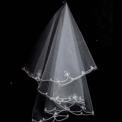 China Plus Size Lace Veil Wedding Dress Accessories Single Layer White Wedding Veil for sale