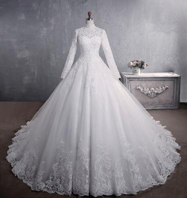 China Plus Size Wedding Dress Tow Breathable Wedding Backing Lace Big Bridal Sleeve Long Sleeve Modest Wedding Party Dress 2022 for sale