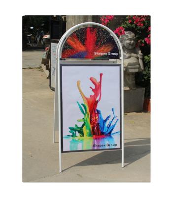 China Display Information Floor Stand Around Corner Sidewalk Signs One Frame Metal Sign Holder Poster Display Stand for sale