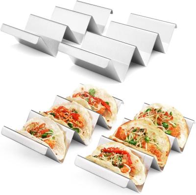 China Viable Wholesale Stainless Steel Metal Fast Food Tacos 4 Packs Rack Kitchen Rack Taco for sale