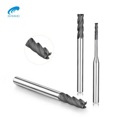 China Solid Tungsten Carbide SAMHO Tungsten Carbide Cutter 4 Flutes Corner Radius End Mill CNC Machines For Graphite Electrode for sale