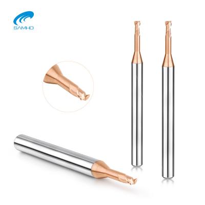 China SAMHO Solid Tungsten Carbide 2 Flutes Neck Long Radius Micro Tungsten End Mill Cutter for sale