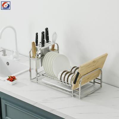 China Fast Delivery Customized Cutlery LOGO Storage Dish Viable Drying Racks Stainless Steel Kitchen Shelf Rack for sale