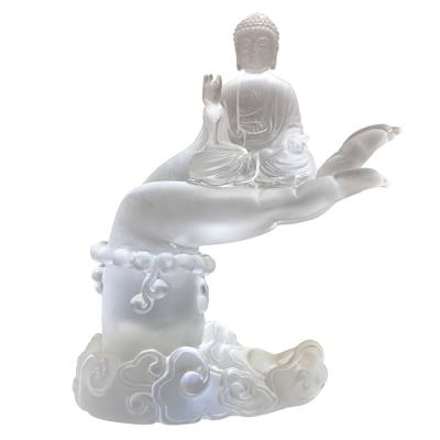 China China Kwan-Yin On The Buddha 'S Hand Customize Kwan Yin Clear Crystal Decorative Buddha With Crystals liuli for sale