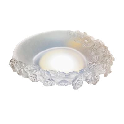 China Viable Hot Sale Home Decoration Props Gifts Rose Design Glass Fruit Bowl, Liuli Crystal Dessert Dish for sale