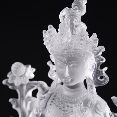 China India Traditional White House Garden Statue Home Decoration Liuli Tara Meditation Chakra Crystal Buddha for sale