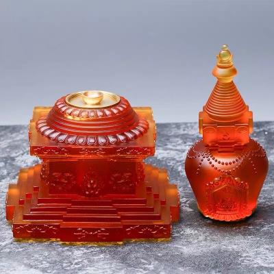 China Chinese Pagoda Stupa, Home Temple Ornament, China Tradition Liuli Buddhist Stupa for sale