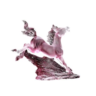 China China Liuli Crfat Statue Stance Horse Sculpture Home Decor for sale