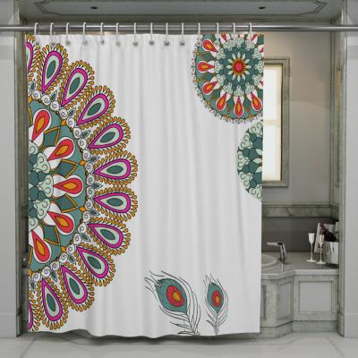 China Customized Viable Sizes Durable Bathroom Bathtub Polyester Digital Printing Water Proof Shower Curtain for sale