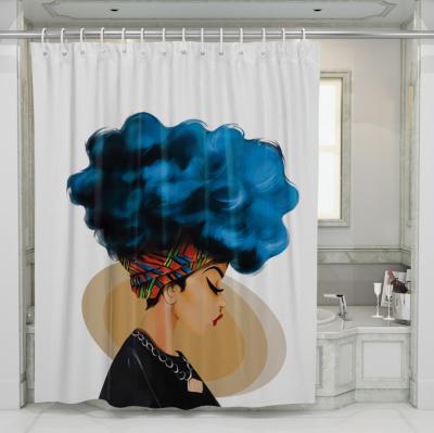 China Customized Viable Sizes Durable Bathroom Tub Polyester Digital Printing Water Proof Shower Curtain for sale