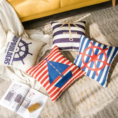 China Anti-Static High Quality Nautical Navigation Decorative Pillow Covers Custom Printed Canvas Pillow Cases Cushion Covers for sale