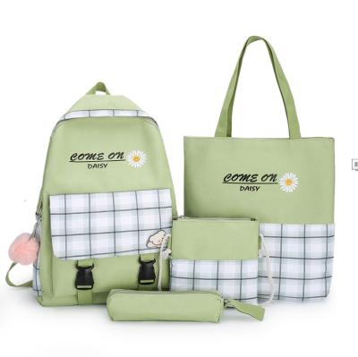 China Waterproof patchwork canvas backpack 2020 4pcs set backpack candy color backpack factory sales for sale