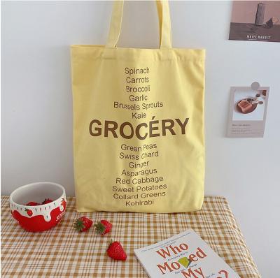 China Korea Style Luxury Stock Can Customized Hot Pink Yellow And Green Grocery Cotton Canvas Bag for sale