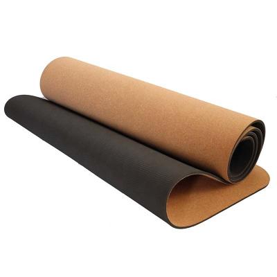 China Custom Foldable Fitness Certified Anti-Slip Thick Strip 5mm Natural Cork Yoga Mat for sale