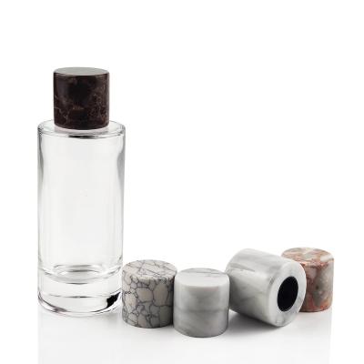 China Spill No 2022 New Fashion 15mm Best Quality Special Custom Design Cylindrical Square Shaped Natural Marble Perfume Bottle Cap for sale