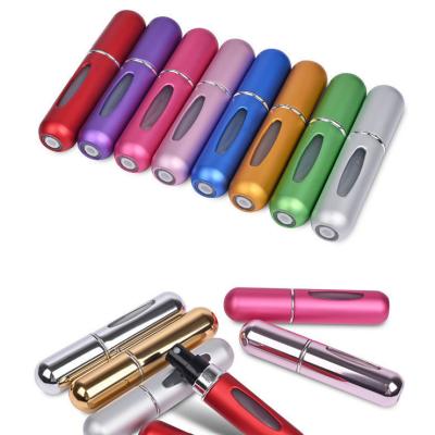 China Cosmetic 5ml Size Mini Colors Mini Colors Bottom Hole Refill Travel Perfume Atomizer Multi Aluminum Case Refillable for sale