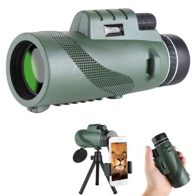 China Rubber+Optical Glass HD 12 x 50 High Magnification Outdoor Monocular Telescope with Cell Phones Clip and Tripod for Outdoor Camping for sale