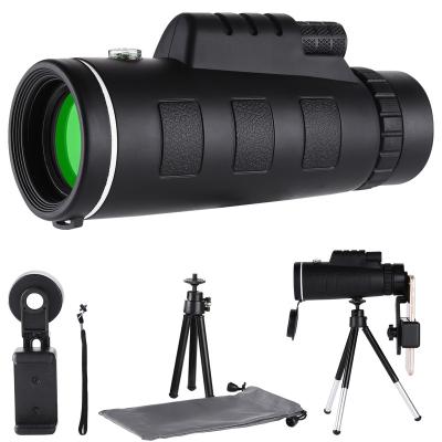 China 40X60 HD Rubber Zoom Monocular Telescope For Mobile Phone Outdoor Telescope With Compass Telephoto Camera FMC Optical Lens BAK4 Prism for sale