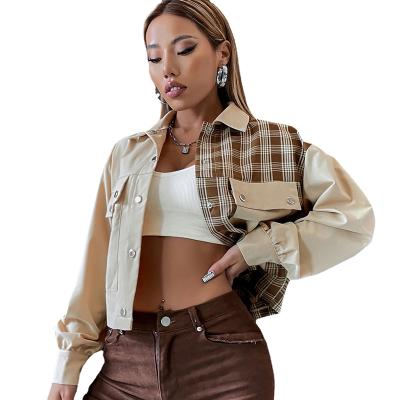 China Viable Women Spring Loose Single Breasted Turn-down Collar Jacket Autumn Corduroy Casual Short Coat for sale