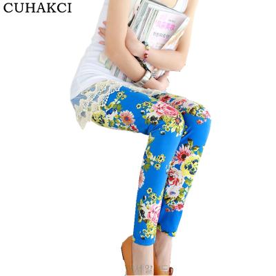 China New Arrival Cheap Antibacterial Women's Cotton Leggings Lady Fashion Patterned Soft Floral Printed Leggings for sale