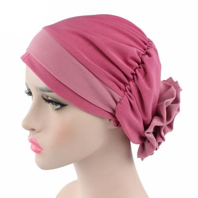 China CUHAKCI Autumn Women 12 Colors Flower Head Cap Striped Muslim Hat Elegant Ladies Turbans for sale