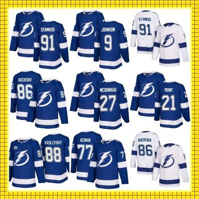 China Embroidery Mens 2022 Stanley Cups Final Tampa Bay Lightning 77 Victor Hedman 91 Steven Stamkos 86 Nikita Kucherov Ice Hockey Jersey for sale