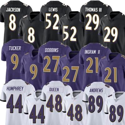 China Antibacterial Raven Queen Quilted Football Jersey #89 Mark Andrews #5 Marquise Brown #9 Tucker #44 Humphrey #6 Baltimore #8 Lamar Jackson for sale