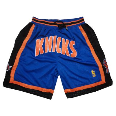 China Just Wholesale Antibacterial Men's Don Pocket New York Basketball Shorts Hip Hop Sports Wear Knick Embroidery Mesh for sale