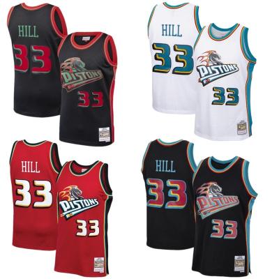 China Cheap Antibacterial Detroit #33 Grant Hill PistonThrowback Quilted Basketball Jersey for sale