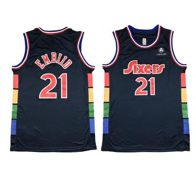 China 2022 #1 James Harden Basketball Jersey Joel Embiid Tyrese Maxey High Jersey 21 Philadelphia 76er Mens Antibacterial for sale