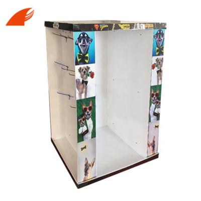 China Improve Artwork China Customized Pet Products Corrugated Cardboard Pallet Display With Plastic Hooks for sale