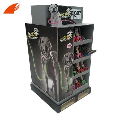 China Upgrade Artwork Cardboard Pallet Display Rack for Cat Dog Collars Harnesses Comfort Leads Doggie Doorbells for sale