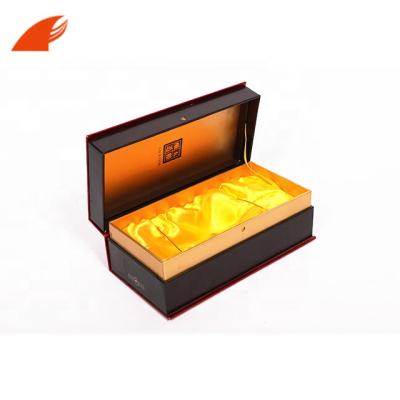 China Chamshell Recyclable Custom Luxury High Quality Paper Wine Glass Packaging Boxes With Yellow Foam Insert Wholesale for sale