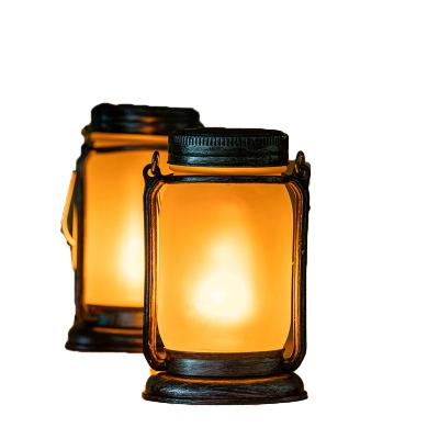 China New Home Decoration Led Lamp Lantern Garden Yard Hanging Portable Flame Solar Lamp for sale